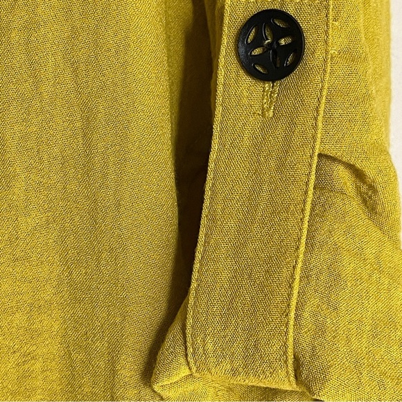 Ali Miles Boho Tunic | Size PM | Artsy Chartreuse Lagenlook Blouse Top - Picture 6 of 11